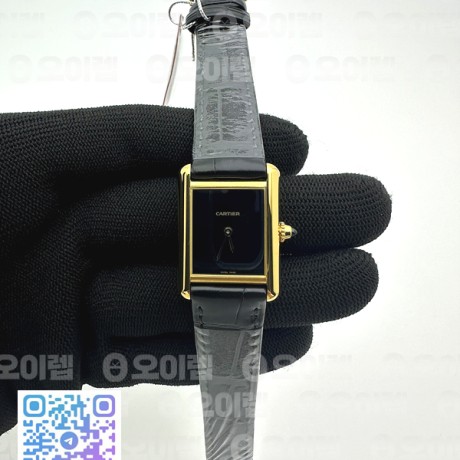 F1공장 까르띠에 탱크 머스트 스몰 블랙다이얼 블랙악어스트랩