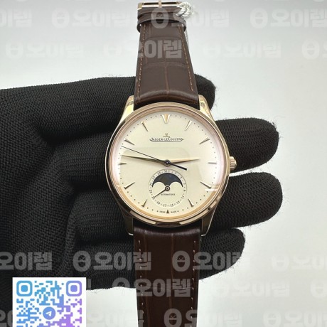 ZF공장 예거르쿨트르 마스터 울트라씬 문페이즈 로즈골드 화이트다이얼 Master Ultra Thin Moon 1362520 RG White Dial on Brown Leather Strap A925
