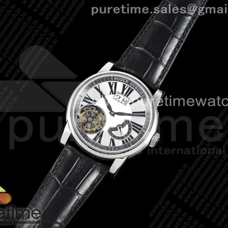 JB공장 오마쥬 플라잉 뚜르비용 화이트다이얼 가죽스트랩 Hommage Flying Tourbillon SS JBF Best Edition White Dial on Black Leather Strap