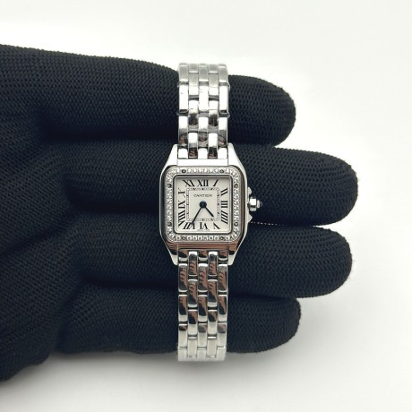 BV공장 까르띠에 팬더 22 스틸 화이트다이얼 다이아몬드베젤 브레이슬릿 Panthère 22mm BVF 1:1 Best Edition SS White Dial Diamonds Bezel on SS Bracelet Ronda Quartz