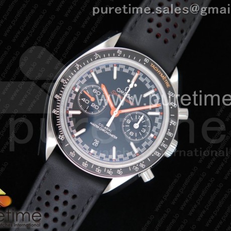 OM공장 오메가 스피드마스터 레이싱마스터 스틸 블랙다이얼 오렌지핸즈 가죽스트랩 Racing Master Chronometer Black Dial Orange Hand on Black Leather Strap A9300