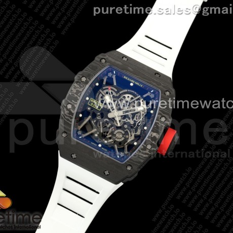 ZF공장 리차드밀 NTPT풀카본 RM035-02 블랙 화이트러버스트랩 V6 RM035-02 NTPT ZF 1:1 Best Edition Skeleton Dial on White Rubber Strap RMAL1 Super Clone V6
