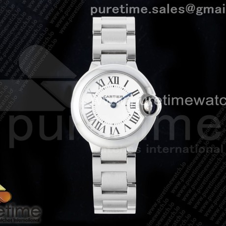 AF공장 까르띠에 발롱블루 28mm 화이트다이얼 브레이슬릿 Ballon Bleu Ladies 28mm SS AF 1:1 Best Edition White Dial Bezel on SS Bracelet Ronda Quartz