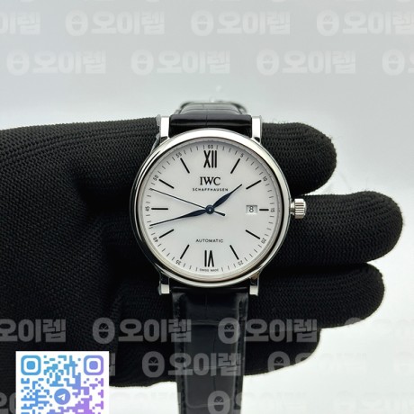 V7공장 포르토피노 화이트다이얼 악어스트랩 Portofino '150 Years' IW356519 White Dial on Black Croco Strap ETA2892