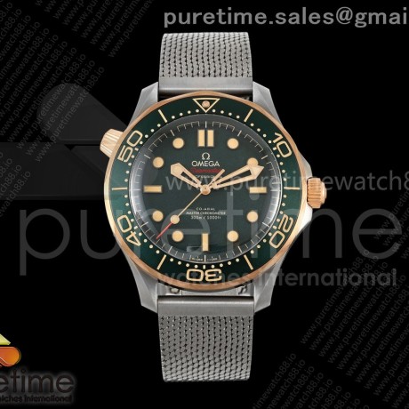 VS공장 오메가 씨마스터 다이버 300M 그린다이얼 티타늄메쉬스트랩 Seamaster 300M Diver Titanium/Bronze VSF 1:1 Best Edition Green Dial on Titanium Mesh Bracelet A8806