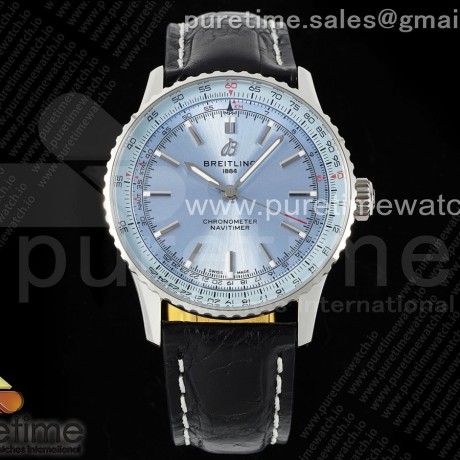 TF공장 브라이틀링 내비타이머 41미리 아이스블루다이얼 가죽스트랩 Navitimer Automatic 41mm SS TF 1:1 Best Edition Ice Blue Dial on Black Leather Strap A2824