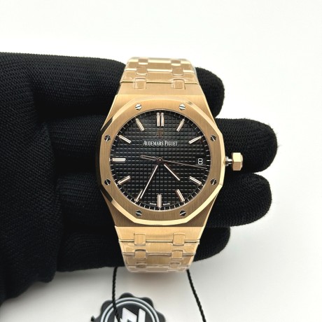 ZF공장 오데마피게 로얄오크 15500 로즈골드금통 블랙다이얼 브레이슬릿 Royal Oak 41mm 15500 RG ZF 1:1 Best Edition Black Textured Dial on RG Bracelet A4302 V2