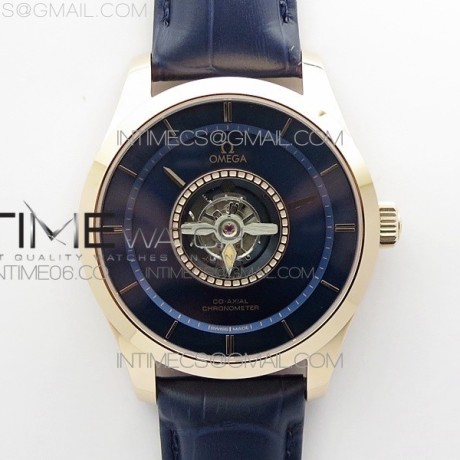 MI공장 오메가 드빌 투어빌론 로즈골드금통 블루다이얼 가죽스트랩 De Ville Tourbillon RG MIF Best Edition Blue Dial on Blue Leather Strap