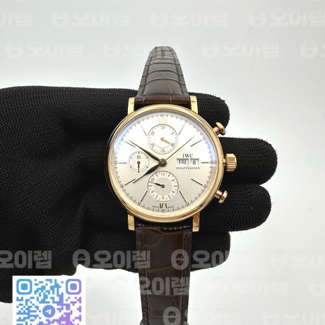 ZF공장 포르토피노크로노 로즈골드금통 화이트다이얼 가죽스트랩 Portofino Chrono RG White Dial on Brown Leather Strap A7750