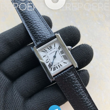 K11공장 까르띠에 탱크솔로 24MM 가죽스트랩 Tank Solo 24mm K11F SS White Dial on Black Leather Strap Ronda Quartz