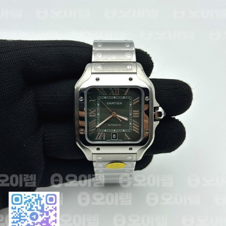 AF공장 까르띠에 산토스 라지 그린다이얼 브레이슬릿 Santos de Cartier 40mm SS AF 1:1 Best Edition Green Dial on SS SmartLinks Bracelet MIYOTA 9015