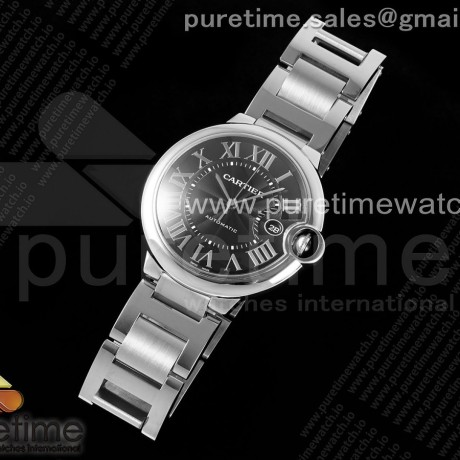 CH공장 까르띠에 발롱블루 42 오토메틱 스틸 블랙다이얼 브레이슬릿 Ballon Bleu 42mm SS CHF 1:1 Best Edition Black Texture Dial on SS Bracelet A2824