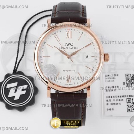 ZF공장(AF) IWC 포르토피노 오토메틱 40 로즈골드금통 화이트다이얼 로즈골드핸즈 가죽스트랩 Portofino Automatic 40mm RG/LE Wht/Stk ZF A9019