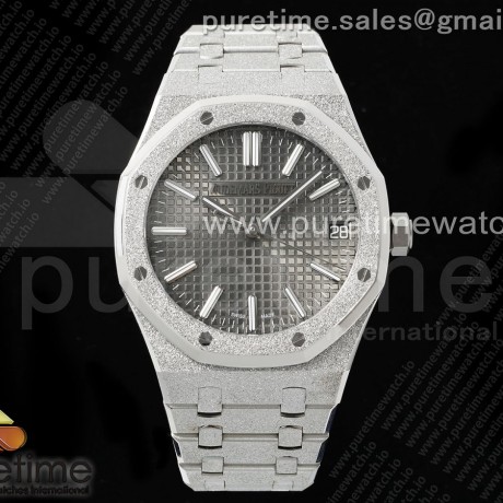 APS공장 오데마피게 로얄오크 15500 스틸 그레이다이얼 프로스티드 브레이슬릿 Royal Oak 41mm 15500 Frosted SS APSF 1:1 Best Edition Gray Textured Dial on SS Bracelet SA4302 Super Clone V2