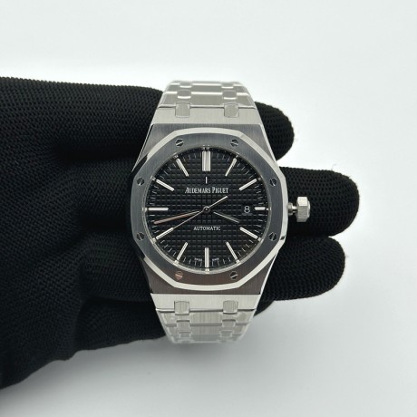 ZF공장 오데마피게 로얄오크 15400 스틸 블랙다이얼 브레이슬릿 Royal Oak 41mm 15400 SS ZF 1:1 Best Edition Black Textured Dial on SS Bracelet SA3120 Super Clone