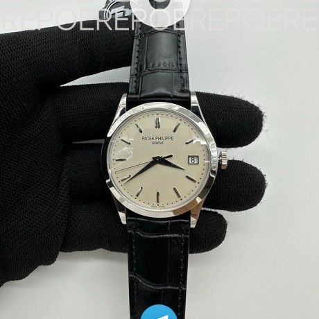ZF공장 파텍필립 칼라트라바 5296 아이보리다이얼 블랙가죽스트랩 Calatrava 5296G SS Ivory Dial on Black Leather Strap 324CS (Free box)