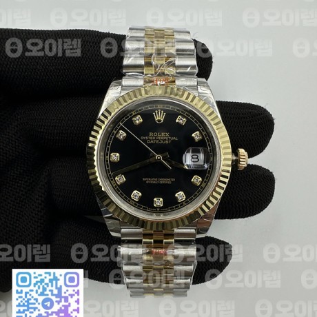 GM공장 롤렉스 데이저스트 41 옐로우골드콤비 포금 블랙다이얼 3235 DJ2 41mm Jub Flt 904L Wrp YG/SS Black/Diam GMF A3235