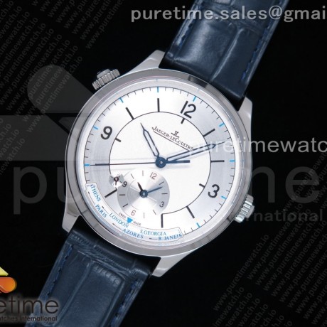 TWA공장 예거 마스터 지오그래픽 화이트다이얼 가죽스트랩 Master Geographic SS 1428530 White Dial on Blue Leather Strap A939