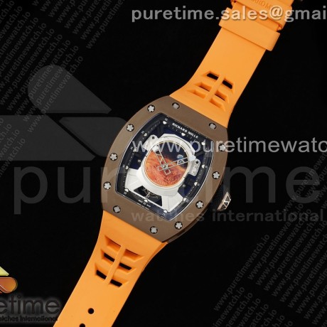 YS공장 리차드밀 RM 52 투르비용 세라믹 퍼렐 윌리엄스 오렌지러버스트랩 RM52 Astronaut Tourbillon Brown Ceramic YSF Best Edition on Orange Rubber Strap