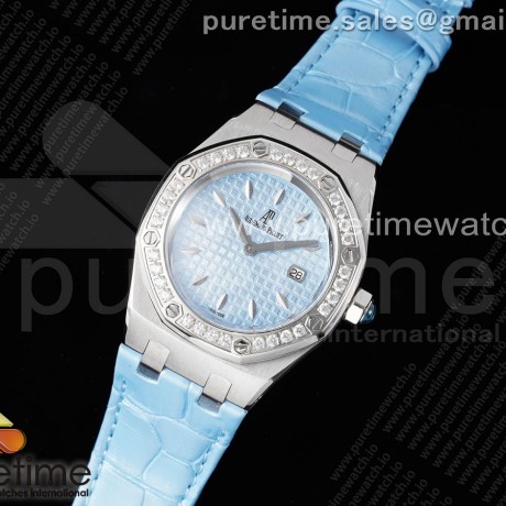 TW공장 오데마피게 로얄오크오프쇼어 레이디 37 스틸 다이아몬드베젤 블루다이얼 가죽스트랩 Royal Oak Offshore Ladies 37mm SS TWF Best Edition Blue Dial Diamonds Bezel on Blue Leather Strap ETA Quartz