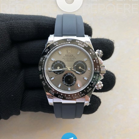 QF공장 롤렉스 세라믹 데이토나 스틸 그레이팬더다이얼 러버스트랩 Daytona 116519 QF 1:1 Best Edition Gray Dial on Oysterflex Strap SH4130 V3 (Gain Weight)