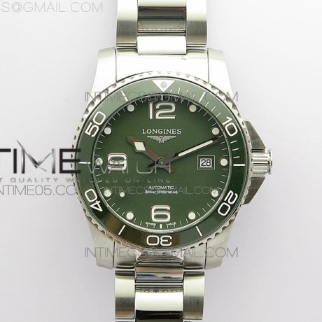 ZF공장 론진 그린다이얼 Conquest L3.840.4.56.6 Real Ceramic Bezel SS ZF 1:1 Best Edition Green dial On SS Bracelet A2824