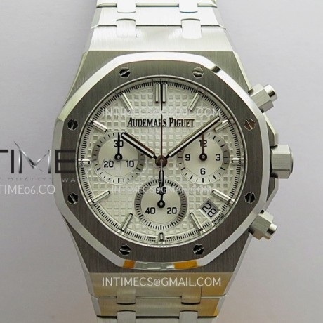 ZF공장 오데마피게 로얄오크 크로노그래프 26240 스틸 화이트다이얼 브레이슬릿 Royal Oak Chrono 26240 SS ZF 1:1 Best Edition Silver Dial On SS Bracelet Super Clone DD4401
