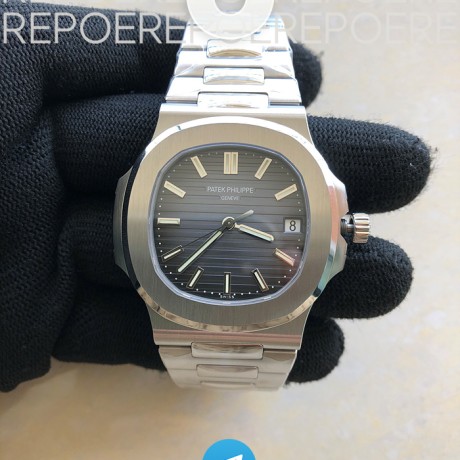 PP공장 V4 노틸러스 점보 블루다이얼 브레이슬릿 Nautilus Jumbo 5711 Super Replication Blue Textured Dial on SS Bracelet PPF324 PPF공장