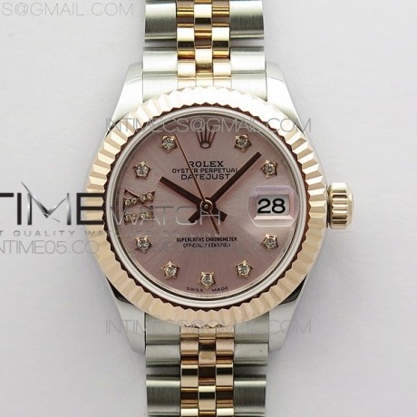 BP공장 롤렉스 데이저스트 28 로즈골드콤비 핑크다이얼 2671 Datejust 28mm 279173 SS/RG BP Best Edition Silver Stars Crystal Markers Dial on SS/RG Jubilee Bracelet ETA2671
