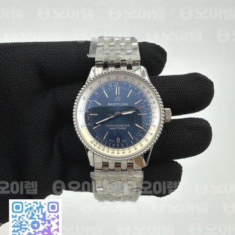 TF공장 38MM 브라이틀링 내비타이머 블루다이얼 Navitimer 1 SS 38mm White Bezel Blue Dial on SS Bracelet A2824