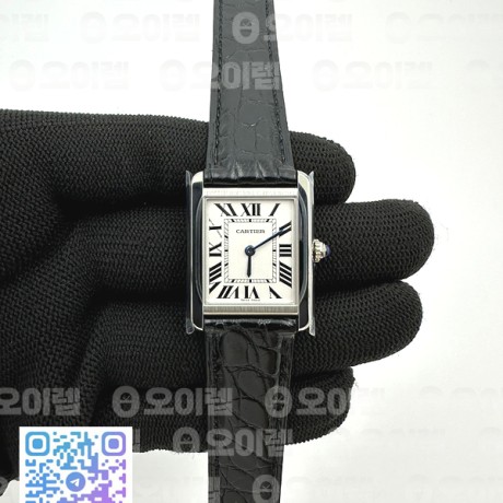 K11공장 까르띠에 탱크솔로 24MM 악어가죽스트랩 Tank Solo 24mm K11F SS White Dial on Black Croco Strap Ronda Quartz