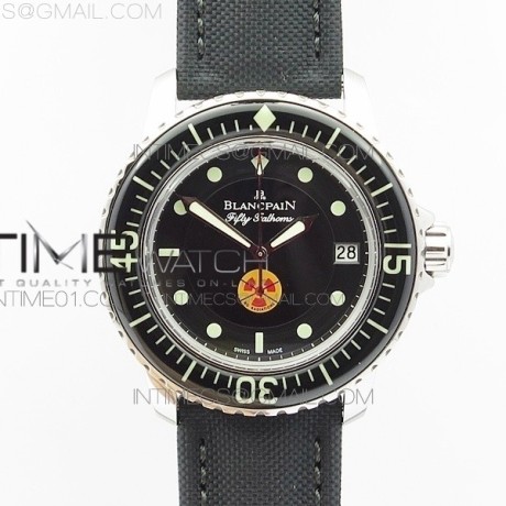 ZF 블랑팡 피프티패덤즈 FIFTY FATHOMS  SS "NO RADIATION" DIAL ON SAIL-CANVAS STRAP A2836