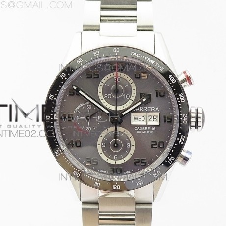 V6 태그호이어 까레라 칼리버16 스틸 챠콜다이얼 브레이슬릿 CARRERA CALIBRE 16 DAY-DATE SS CERAMIC BEZEL GRAY DIAL ON SS BRACELET A7750