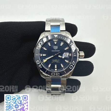 OX공장 태그호이어 아쿠아레이서 칼리버5 43MM 스틸 블루다이얼 더블옐로우 브레이슬릿Aquaracer Calibre 5 SS 43mmCeramic Bezel Blue Dial "Double Yellow" on SS Bracelet SW200