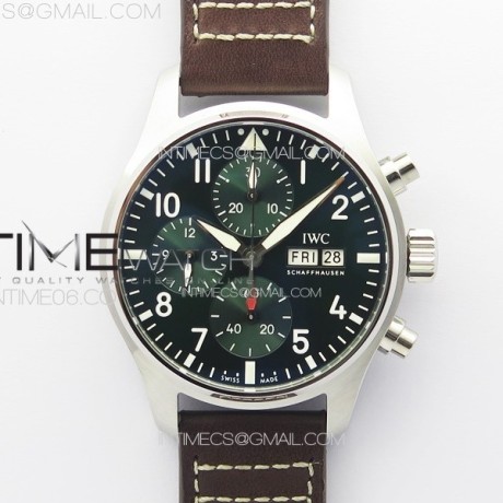 KK공장 IWC 파일럿 크로노그래프 IW388104  Pilot Chrono IW388104 KKF Best Edition Green Dial on Brown Leather Strap A7750 to 69385