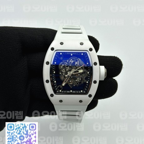 ZF공장 RM055 세라믹 스켈레톤다이얼 러버 RM055 Ti White Ceramic ZF 1:1 Best Edition Skeleton Dial on White Rubber Strap NH05A