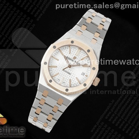 APS공장 오데마피게 로얄오크 15400 로즈골드콤비 화이트다이얼 브레이슬릿 Royal Oak 41mm 15400 SS/RG APSF 1:1 Best Edition White Textured Dial on SS/RG Bracelet SA3120 Super Clone