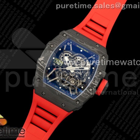 ZF공장 리차드밀 NTPT풀카본 RM035-02 블랙 레드러버스트랩 V6 RM035-02 NTPT ZF 1:1 Best Edition Skeleton Dial on Red Rubber Strap RMAL1 Super Clone V6