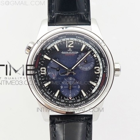 TW공장 예거르쿨트르 폴라리스 지오그래픽 스틸 블루텍스쳐다이얼 가죽스트랩 Polaris Geographic SS Blue Textured Dial on Black Leather Strap A936