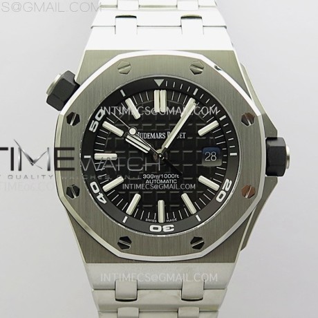 APS공장 오데마피게 로얄오크오프쇼어 다이버 15710 스틸 블랙다이얼 브레이슬릿 Royal Oak Offshore Diver 15710 APSF 1:1 Best Edition Black Dial on SS Bracelet SA3120 Super Clone