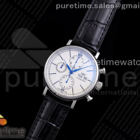 TW공장 포르토피노 150주년 화이트다이얼 가죽스트랩 Portofino Chrono SS '150 Years' White Dial on Black Leather Strap A7750