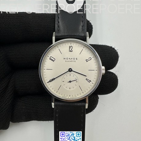 GP공장 노모스 탕겐테 TANGENTE SS CASE WHITE NUMBER MARKERS ON LEATHER ASIAN 2813