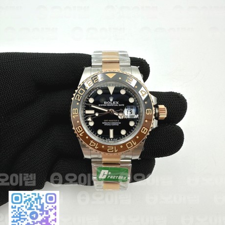 C+공장 롤렉스 GMT마스터2 루트비어 로즈골드 콤비 브레이슬릿 씨플러스공장 GMT-Master II 126711 CHNR C+F 1:1 Best Edition Black Dial on SS/RG Bracelet VR3285 CHS(씨플러스에프)