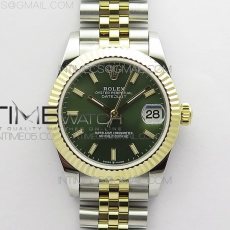BP 롤렉스 데이저스트 31 옐로우골드콤비 그린다이얼 2813 Datejust 31mm 278273 SS/YG BP Best Edition Gray Stick Markers Dial on SS/YG Jubilee Bracelet