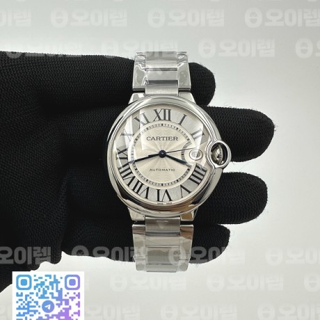 CH공장 까르띠에 발롱블루 40 오토메틱 스틸 화이트다이얼 브레이슬릿 Ballon Bleu 40mm SS CHF 1:1 Best Edition White Texture Dial on SS Bracelet A2824