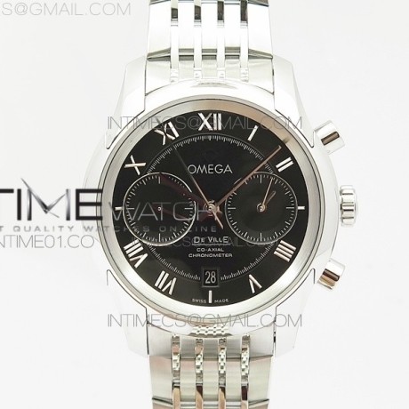 OM공장 오메가 드빌 크로노그래프 스틸 블랙다이얼 브레이슬릿 DE VILLE CHRONOGRAPH SS  BLACK DIAL ON SS BRACELET A9300
