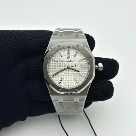 ZF공장 오데마피게 로얄오크 15400 화이트다이얼 브레이슬릿 Royal Oak 41mm 15400 SS White Textured Dial on SS Bracelet A3120 (Free Box)