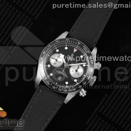 TWS공장 튜더 블랙베이 크로노그래프 41 스틸 블랙실버다이얼 가죽스트랩 Black Bay Chrono SS TWS 1:1 Best Edition Black/White Dial on Black Leather Strap A7750