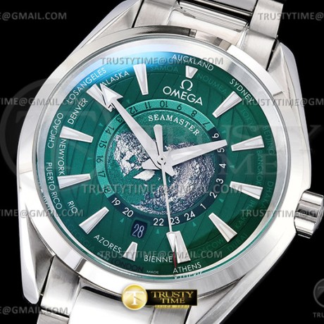A8공장 오메가 아쿠아테라 150M 43 월드타이머 스틸 그린다이얼 브레이슬릿 Aqua Terra 150m Worldtimer 43mm SS/SS Grn A8F A2813