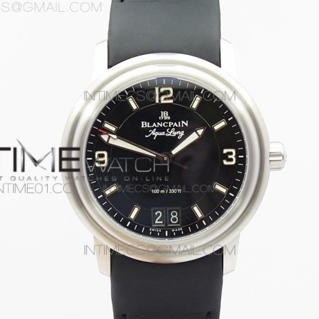블랑팡 LEMAN 2850B  BLACK DIAL ON BLACK RUBBER STRAP CAL.6950